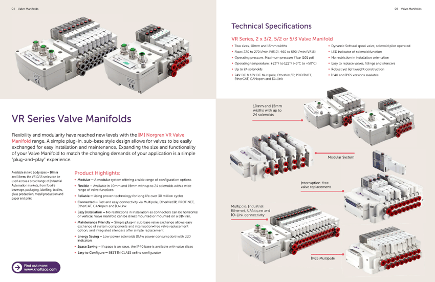 VR Series Manifold cut sheet